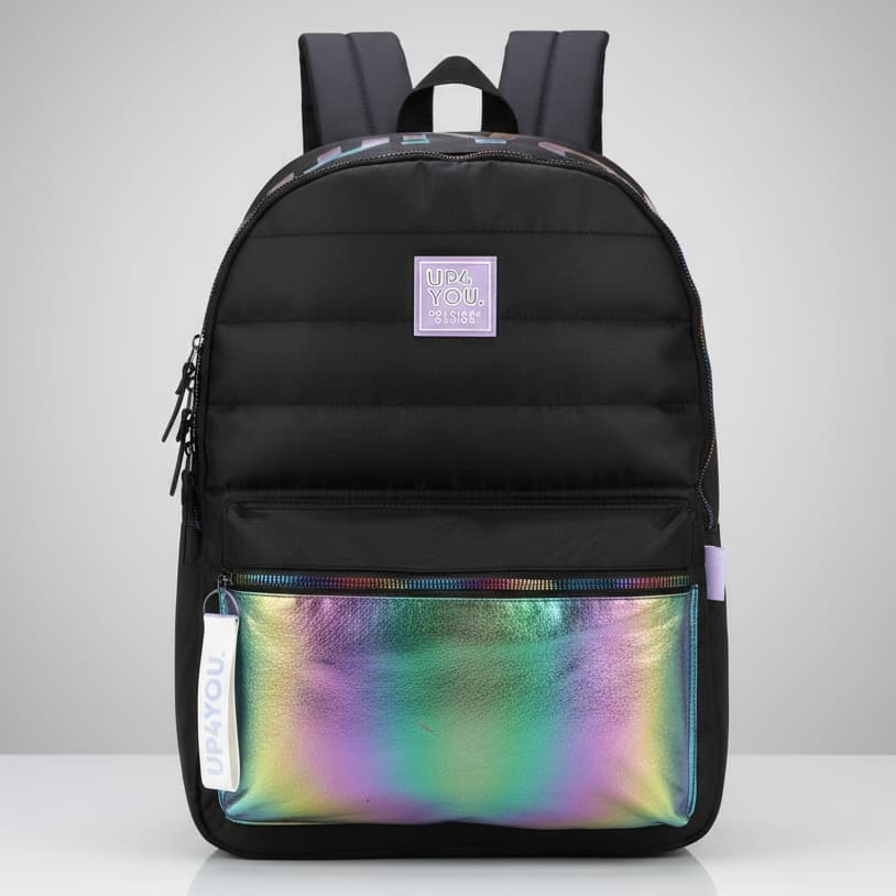 Mochila Escola Academia Trabalho Up4you De Costas Holográfica Colors Original MS46588
