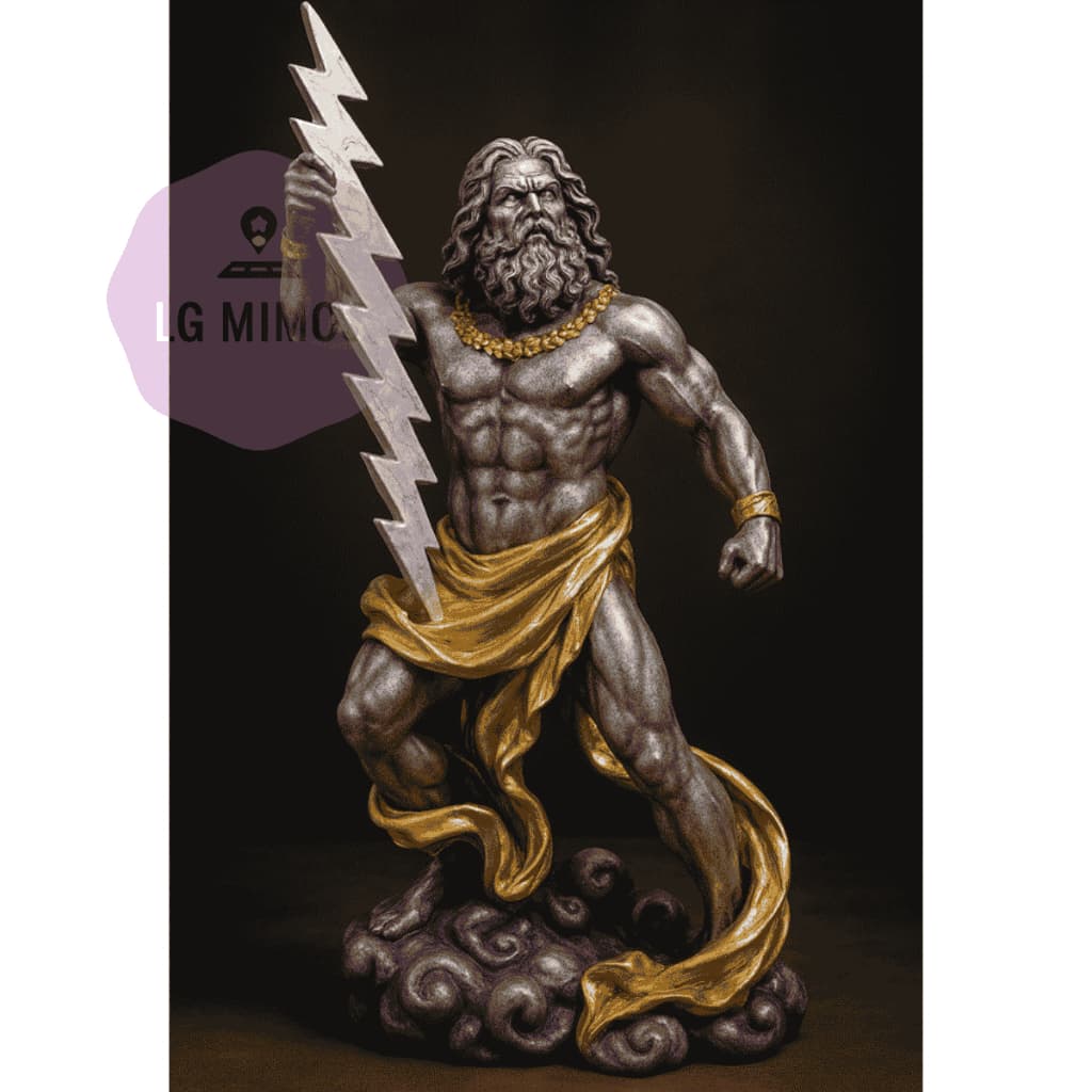 Estátua Deus  Do Trovão Zeus Céus Imagem Decorativa Mitologia Decorativo Resina 23cm