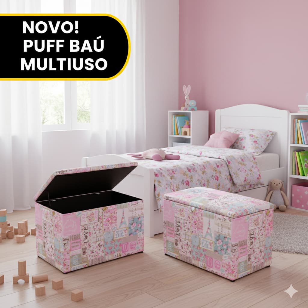 puff baú médio corino para quarto