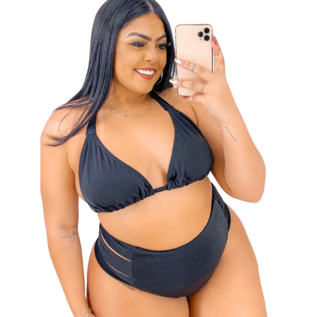 Conjunto Biquíni Plus Size Feminino Com Cintura Alta Biquini Tendencia Verão 2023 no Estilo