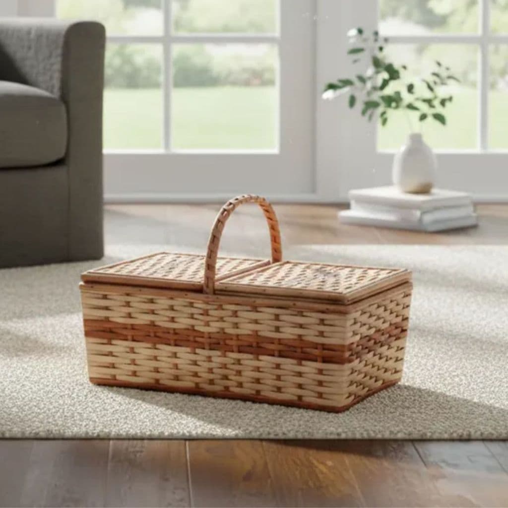 Cesta de Piquenique em Vime NATURAL (G) 49x29x19 alt.cesto de picnic decoração enfeite artesanal