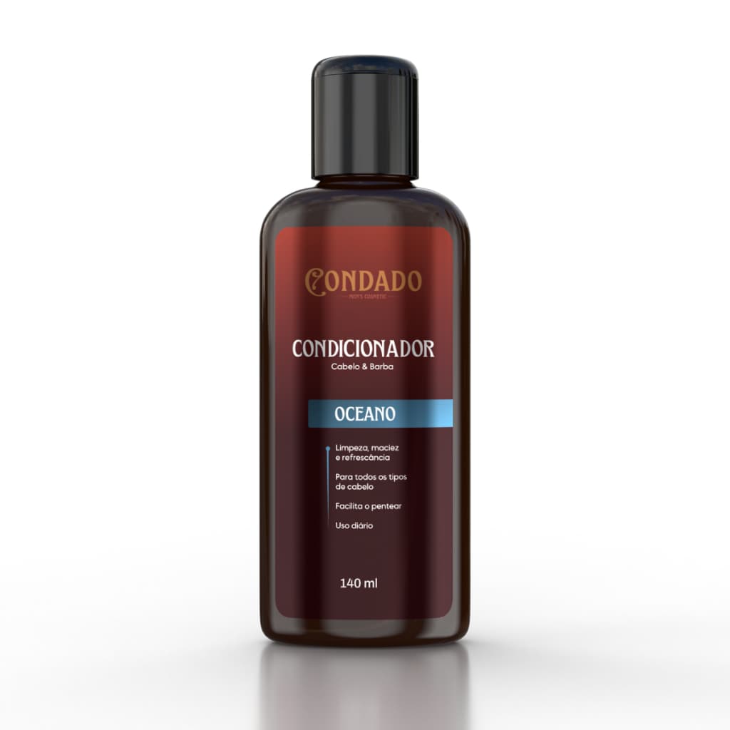 Condicionador Masculino Refrescante Hidratante 140 ml Oceano Cabelo Barba Nutritivo Condado