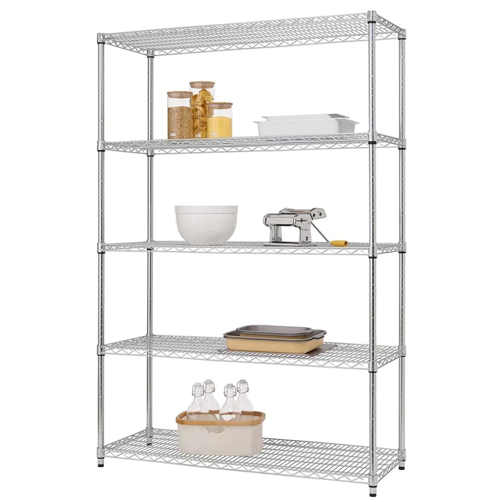 Estante De Aço Cromado 5 Prateleiras 90x181x35 Rack Aramado