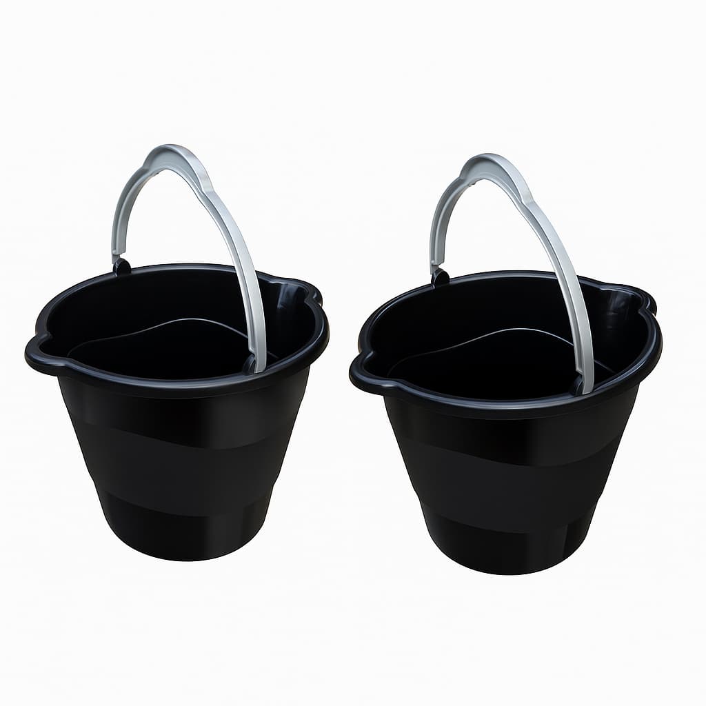 kIT 2 Baldes Para Limpeza Com Bico Duplo De Plástico Resistente 10l Preto