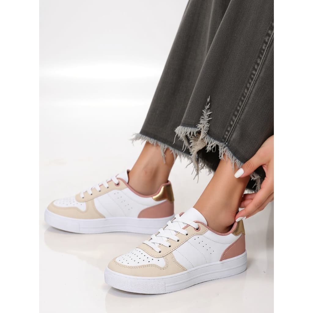 Tênis Feminino Sneaker Blogueira Cores Neutras Casual Confortável Leve Macio Dia A Dia
