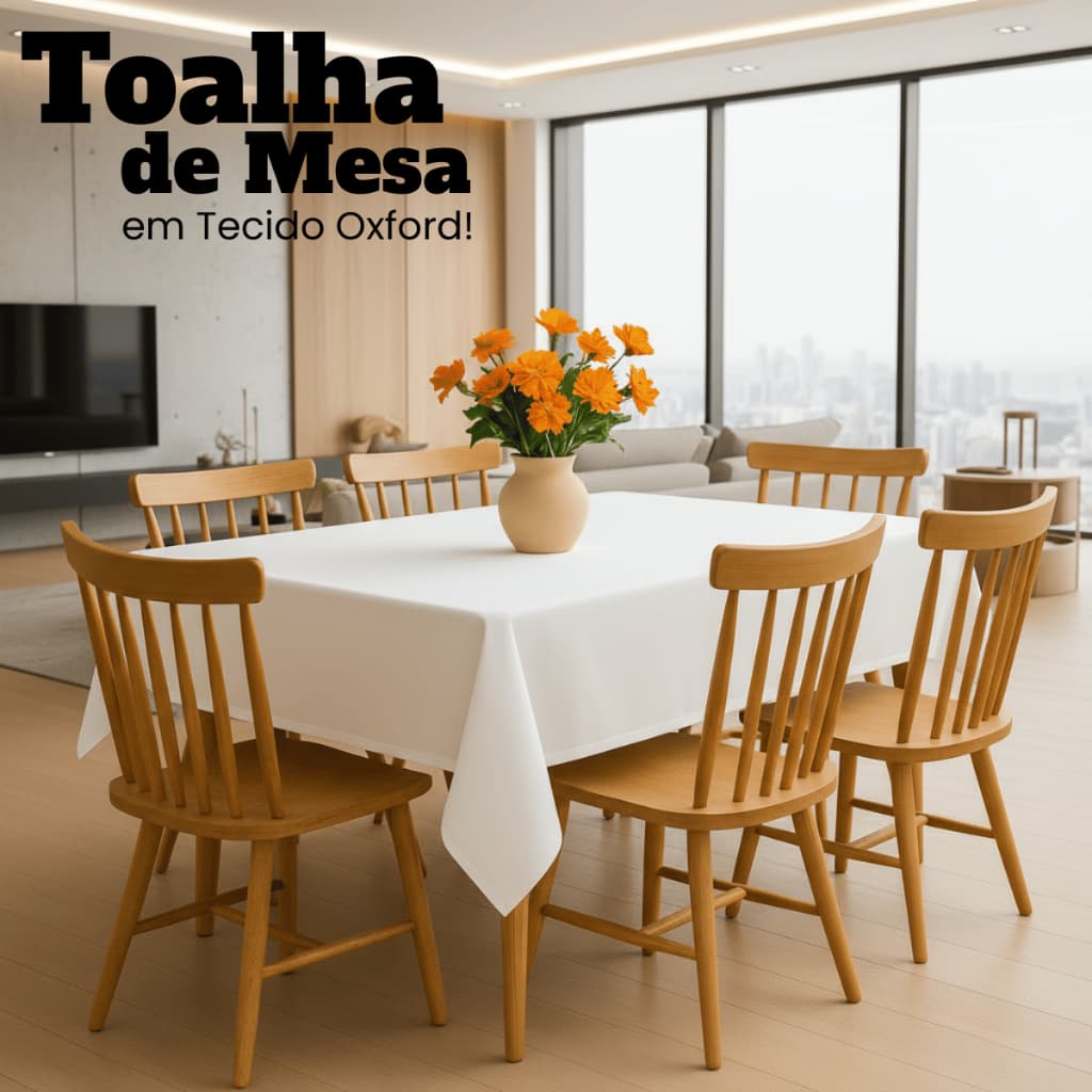 Toalha Mesa Retangular 8 Cadeiras Tecido Oxford Resistente Decoração Posta