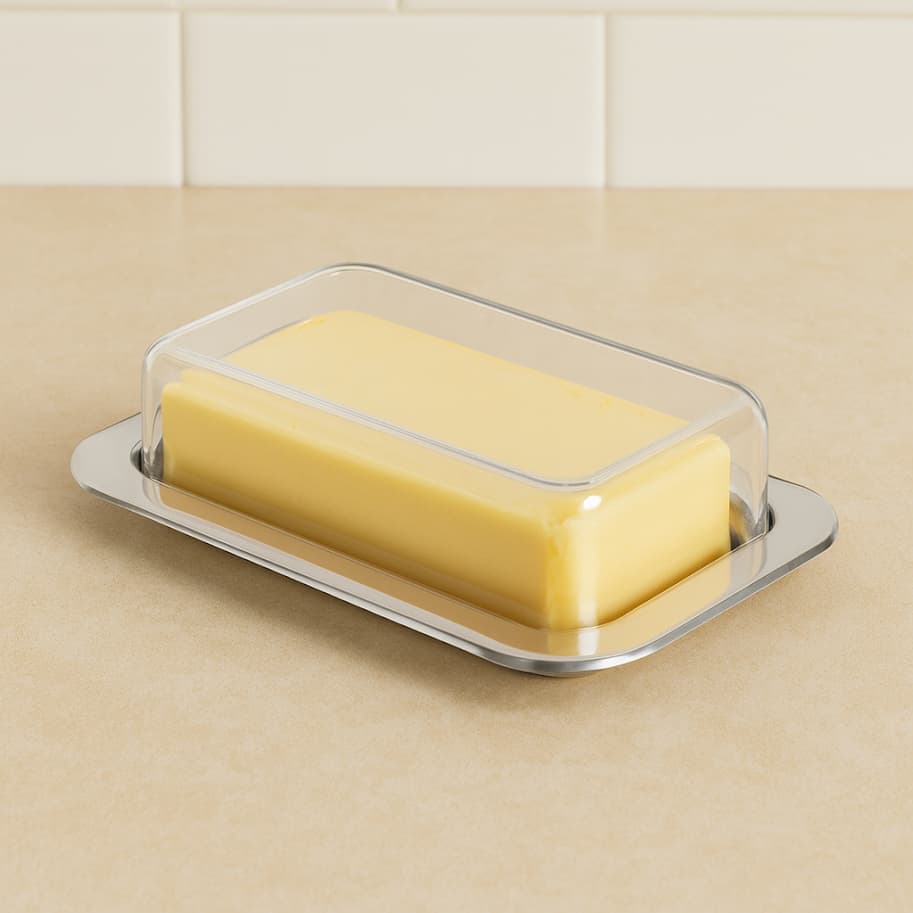 Manteigueira Aço Inox Linha Vision Prateado Frios Geladeira Mesa Luxosa