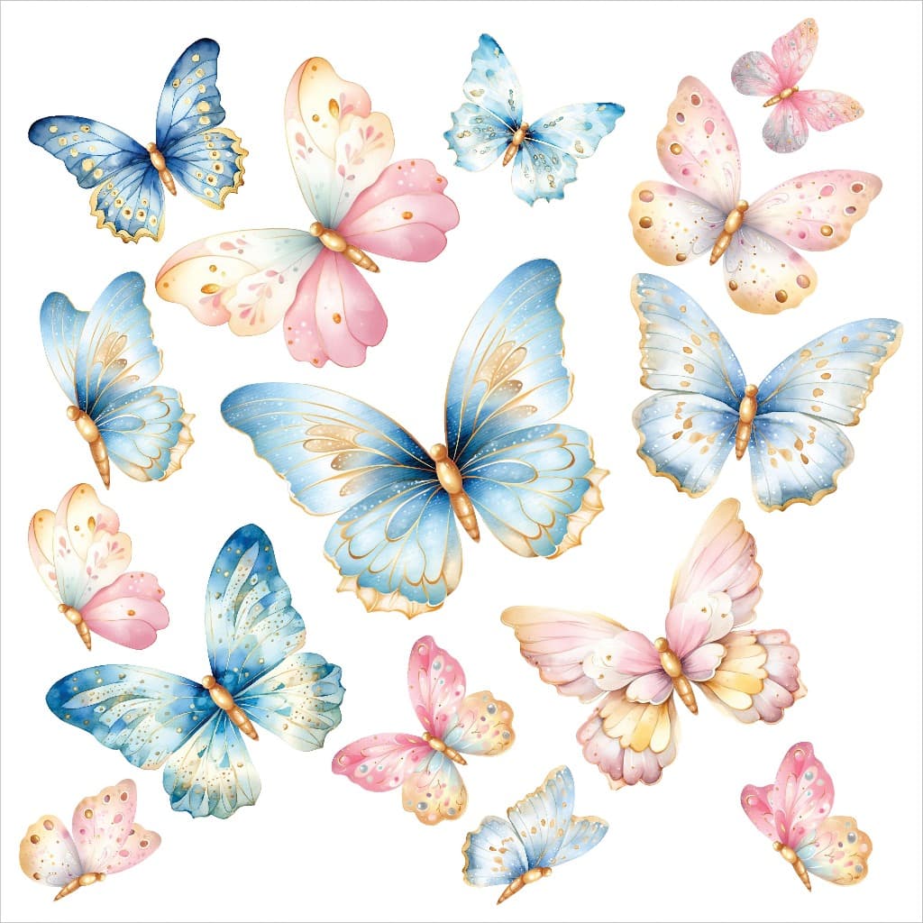 73 Adesivos De Parede Lindas Borboletas Rosas e Azuis - Decoração quarto infantil, festa.