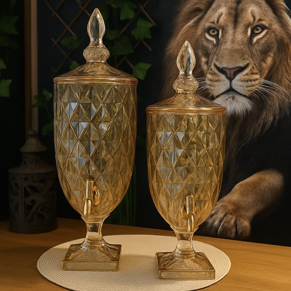 SUQUEIRA DISPENSER DE VIDRO ÂMBAR LUXO DIAMOND 2L 3L 5L