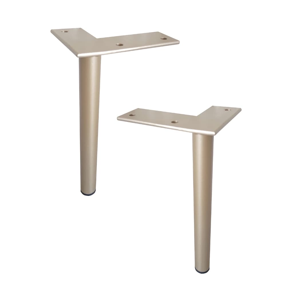 KIT 4 Pés de Metal L 18cm Lateral Champagne Preto Fosco Multiuso Armário Sofá Cama Casa Cozinha Moderna