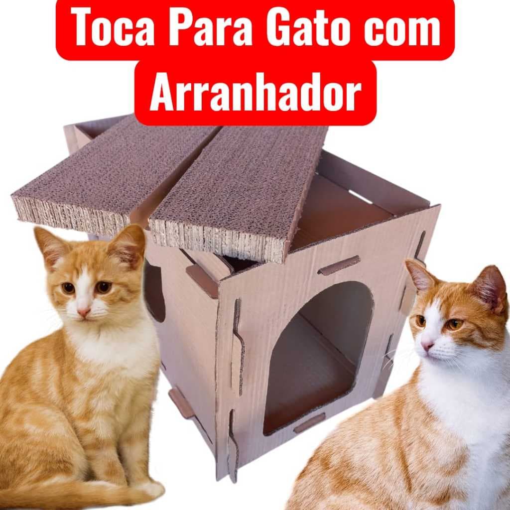 Toca Para Gatos - 1 Arranhador Teto - Em Papelão - Baú Pet