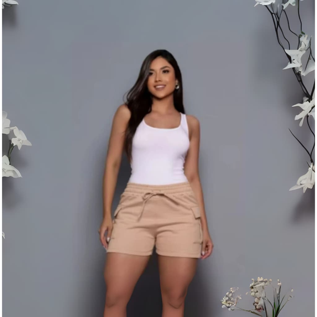 shorts cargo feminino Moletom confotável soltinho elástico na cintura ENVIO IMEDIATO !!!