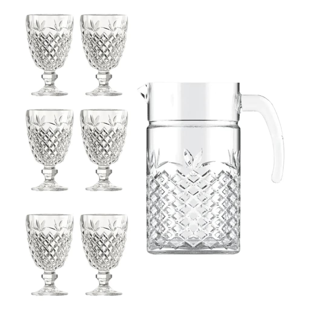Jogo 7 Peças Jarra 1,4L + Taças de Vidro 200ml Diamante City | Ingá Imports