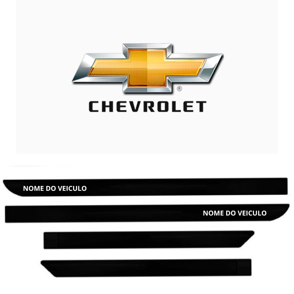 Friso borrachão carros Chevrolet com nome do veiculo