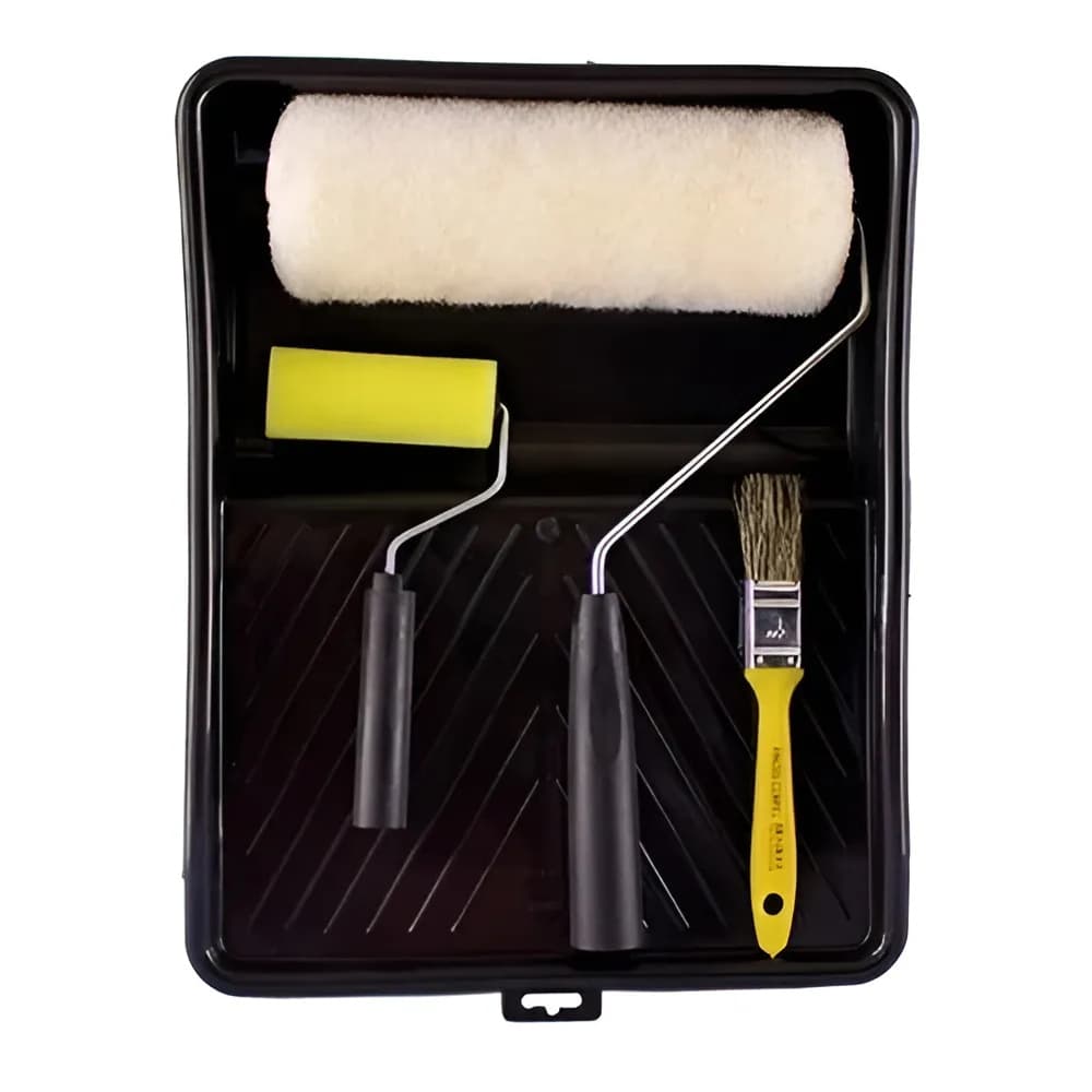Kit De Pintura 5 peças Compel - 2 Rolos Bandeja Trincha E Garfo