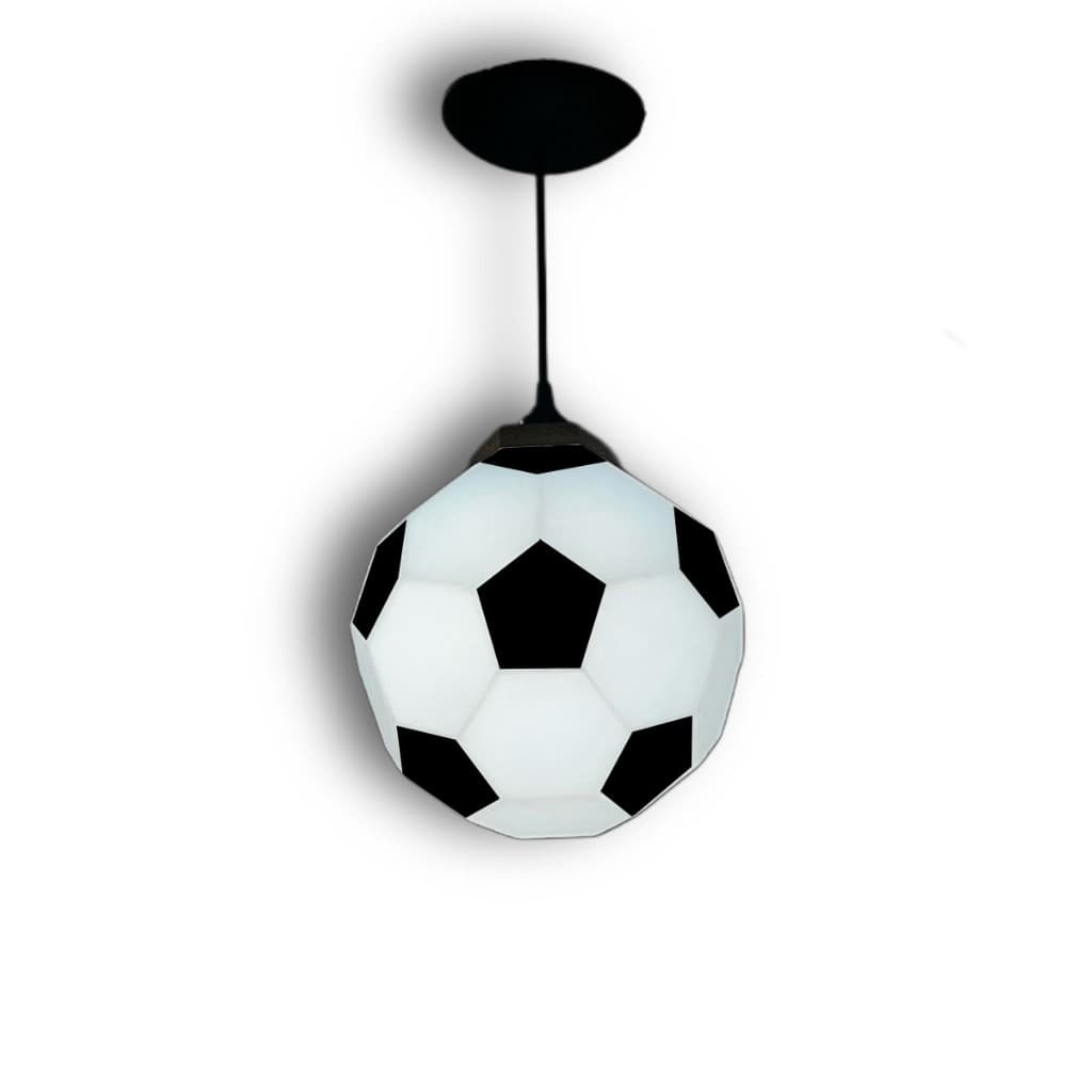 Lustre Bola Futebol Pendente com Lampada 22cm Area Gourmet Churrasqueira Quarto Temático