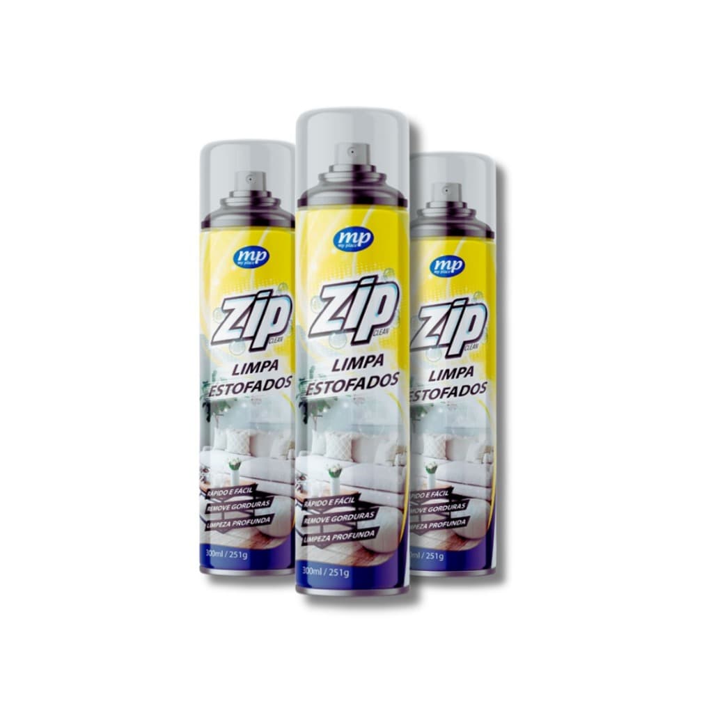 Kit 3 Limpa Estofado Zip Spray 300ml – Remove Sujeira Sofá, Carro, Estofados e Colchão