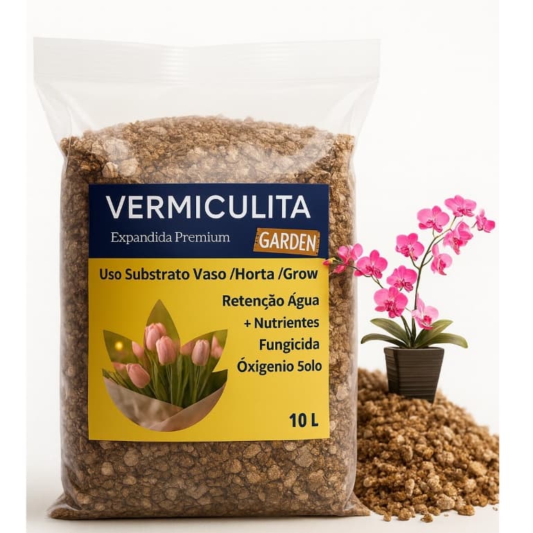 Vermiculita Expandida Pura 20 L Substrato para Orquídeas Flores Fina Media Saco Germinação Grow Cultivo
