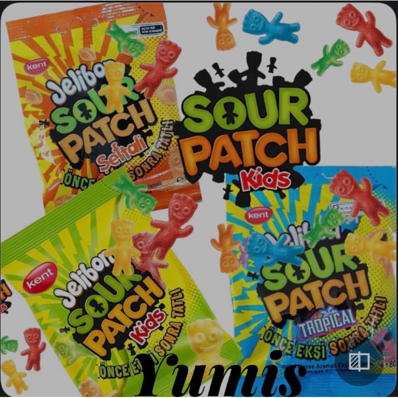 Sour Patch balas importado Kids, Melancia, Tropical, Laranja