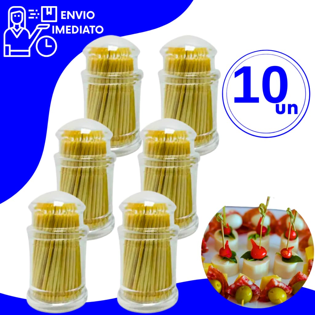 Porta Paliteiro Acrílico c/100 Palitos Petiscos Palitos de Dente Multiuso p/Casas
