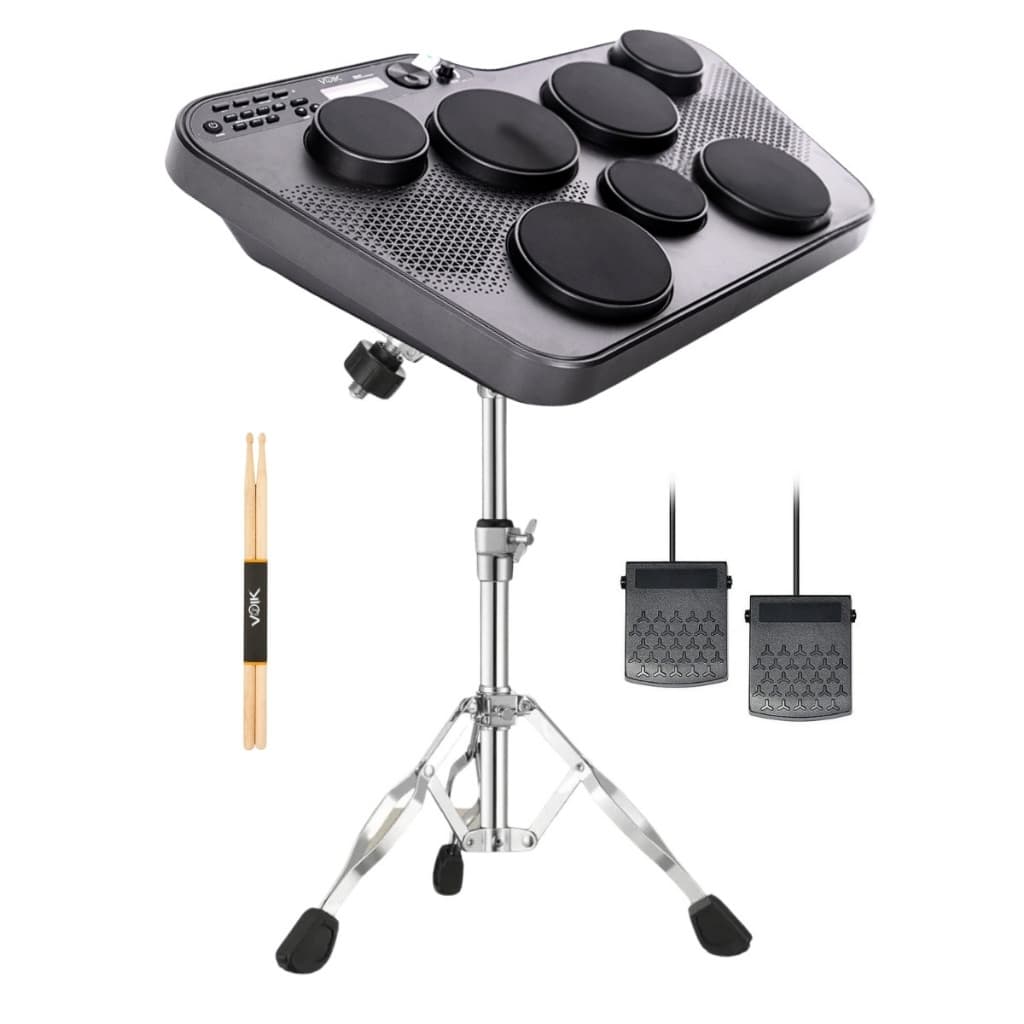 Bateria Eletrônica Portátil 7 Pads Voik BEAT-70 Com Suporte