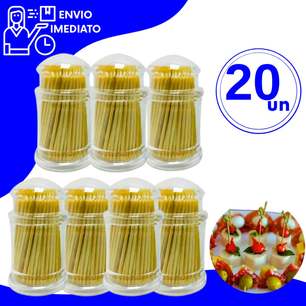 Porta Paliteiro Acrílico com 100 Premium Palitos Petiscos Palitos de Dente Multiuso