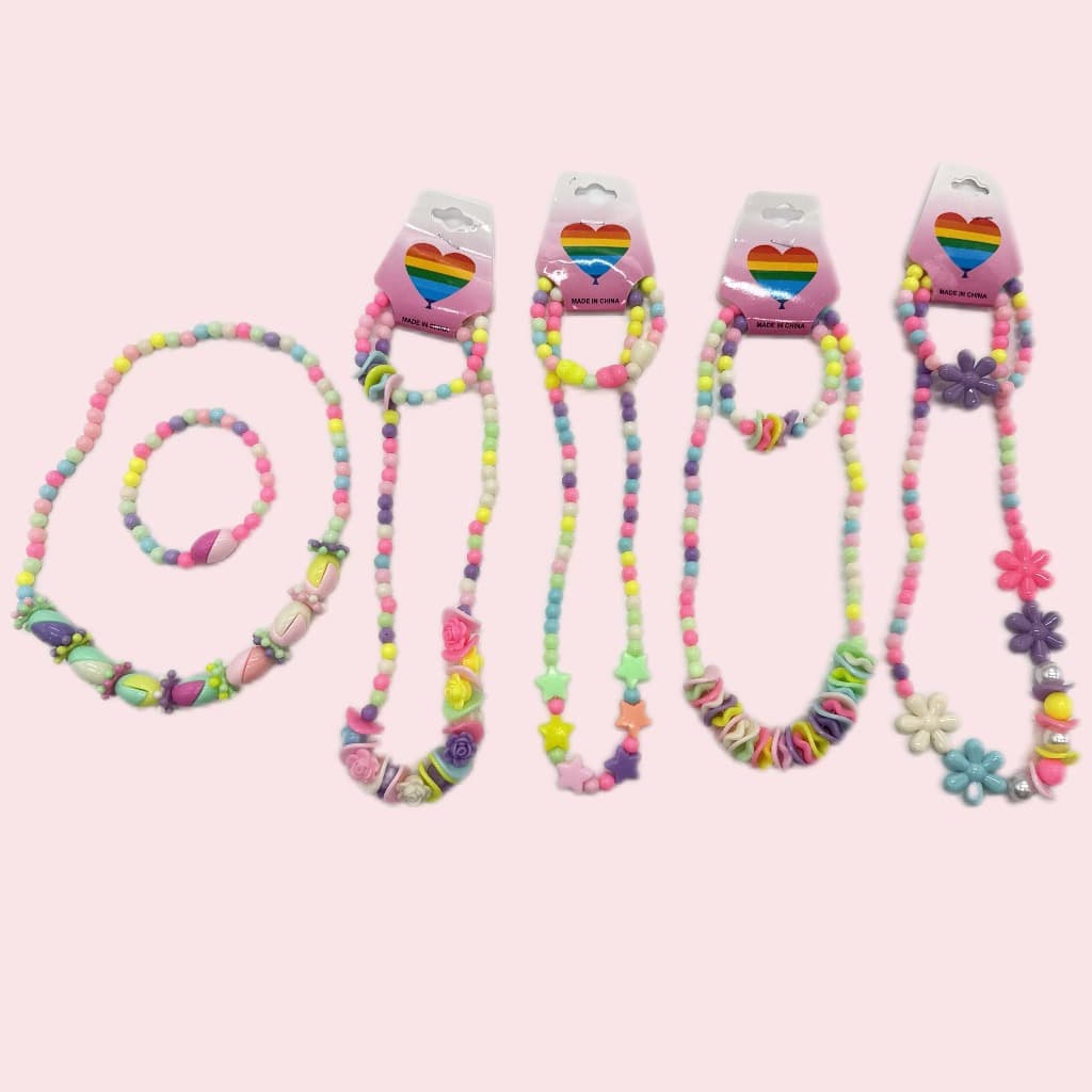 Kit Colar Conjunto de colar e pulseira para meninas Miçanga Infantil Alta Qualidade Sortido