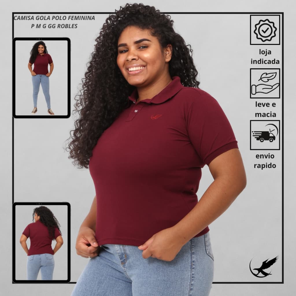 Blusas Camisa Polo Feminina P M G GG Babylook Luxo Casual Trabalho