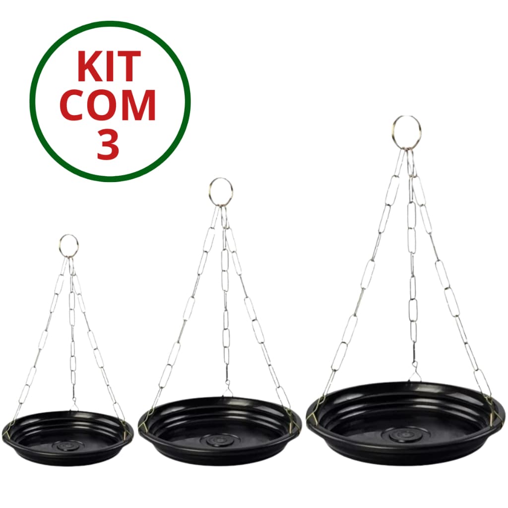Kit 3x Suportes Para Pendurar Vaso E Planta - Prato + Corrente | Todos Tamanhos