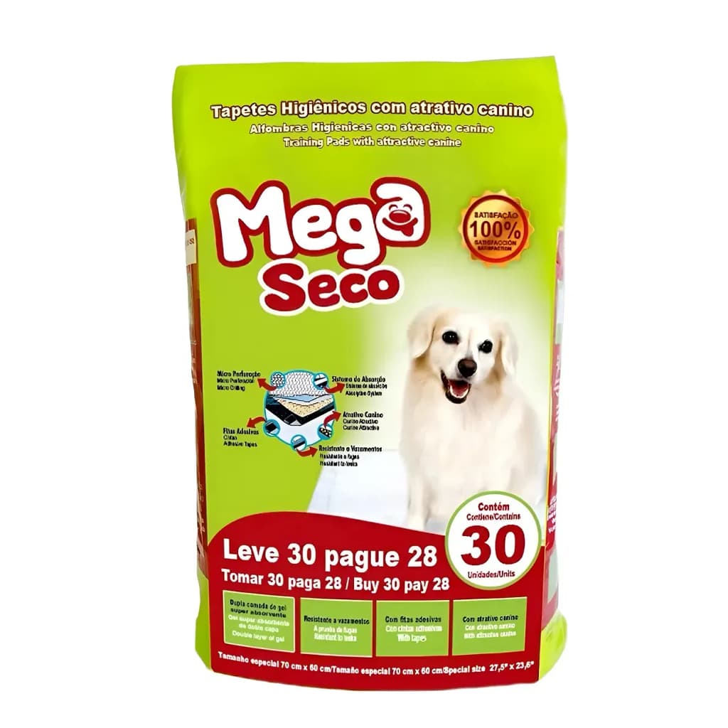 Tapete Higiênico - Mega Seco - 30unidades - 60x55cm