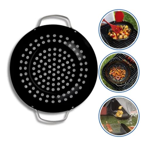 Panela Frigideira de Aço Preta – MOR – Ideal para Grelhar na Churrasqueira