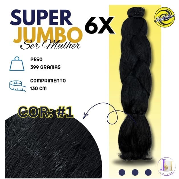 Cabelo Ser Mulher Super Jumbo de 399g Cor 1  para Cabelos Longos Com Volume e Estilo Sofisticado