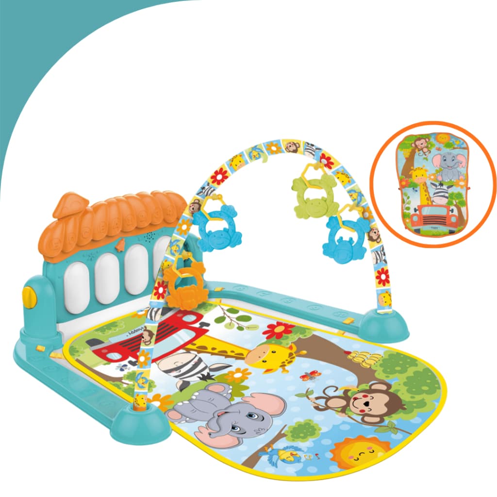 Tapete Atividades Infantil Piano Musical/Brinquedos Mobile e Mordedor para Crianças Joy Amigos Verde