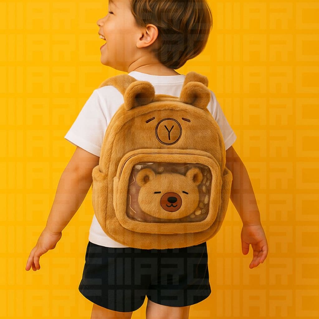 Mochila Escolar Infantil Pelucia Urso Bolsa Fofa Alca Ajustavel Crianca Pequena Creche