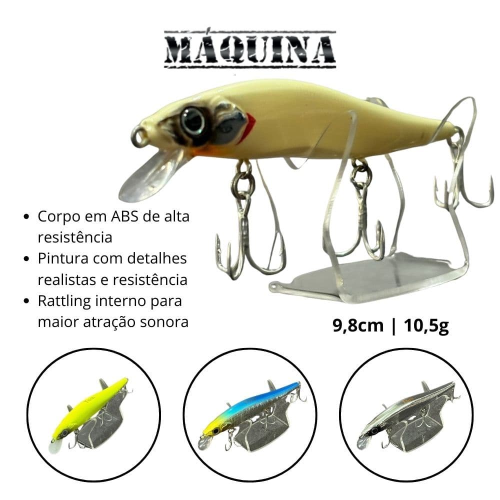 Isca artificial tucunaré – Máquina – 9,8cm 10,5g – Iscas Yara – Plug meia água