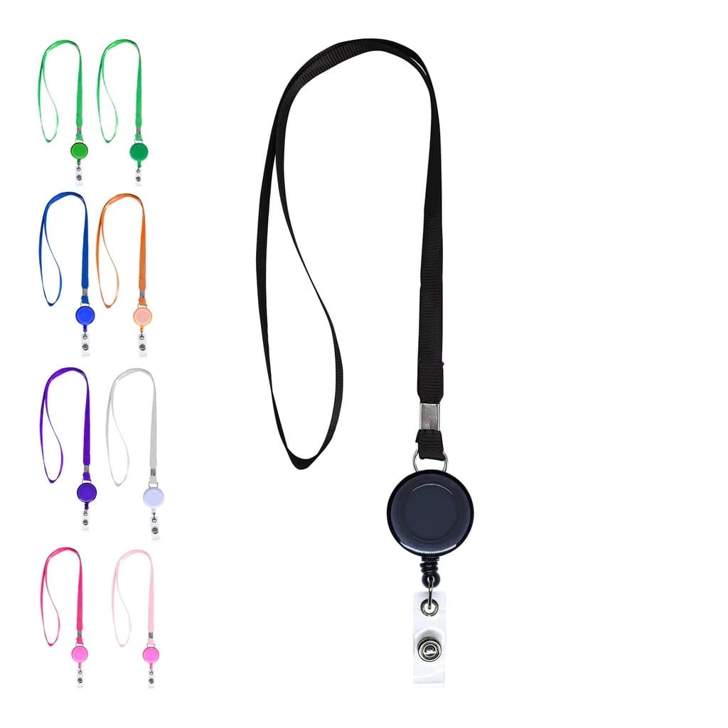Cordão Retrátil Profissional para Cartão e Credencial - Porta Crachá Retrátil Com Cordão