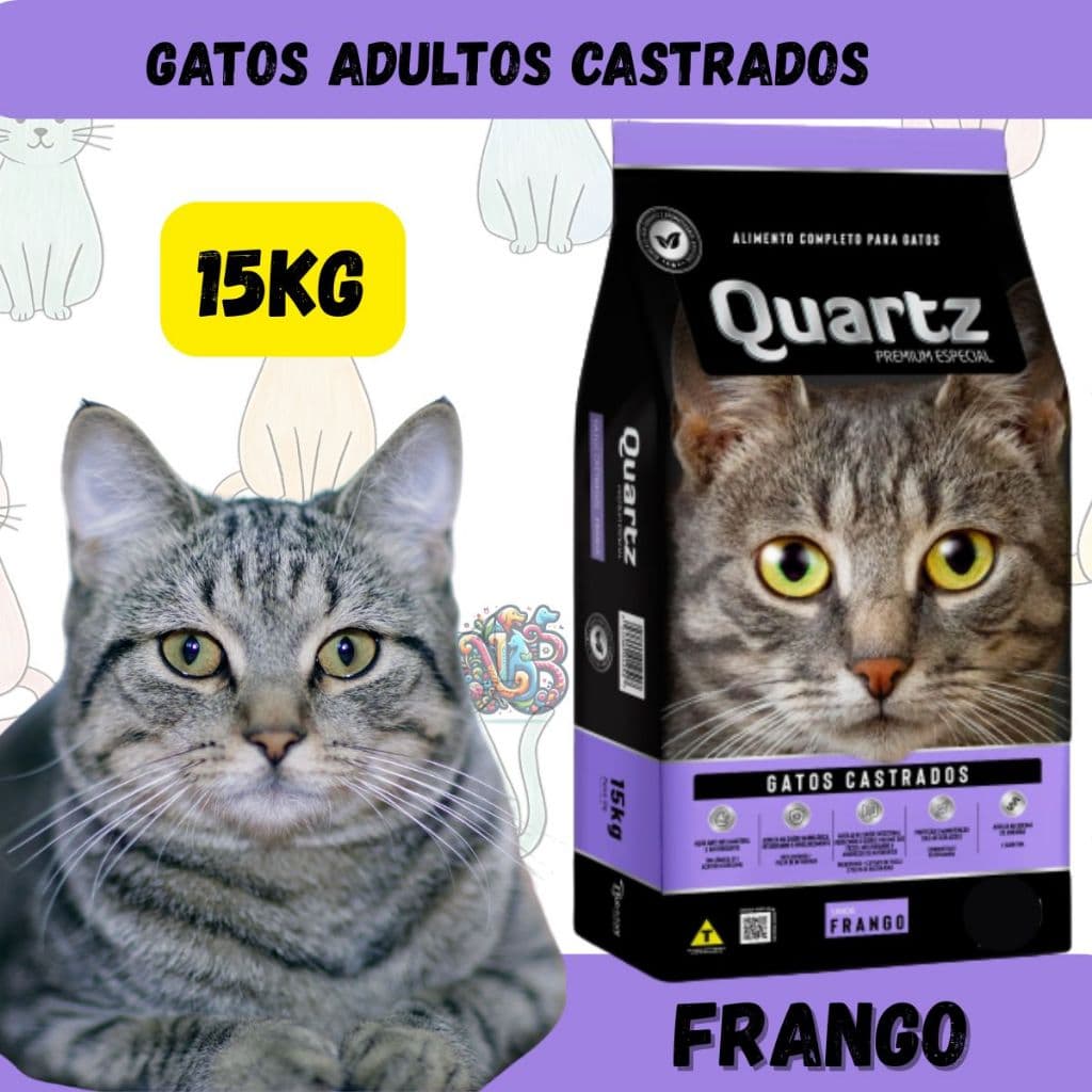 Quartz Ração Premium Especial Gatos Castrados Frango 15kg