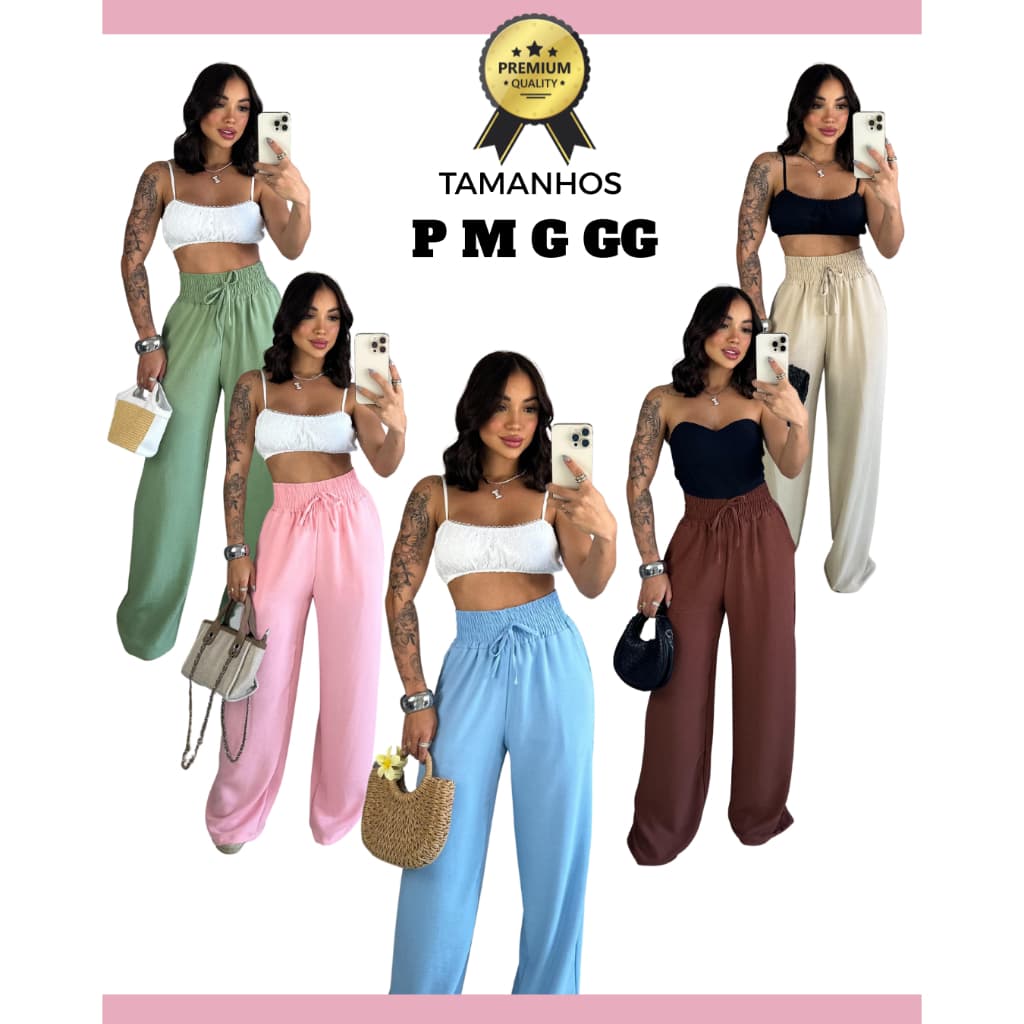 Calça Alfaiataria Feminina forrada com bolso tecido premium Duna