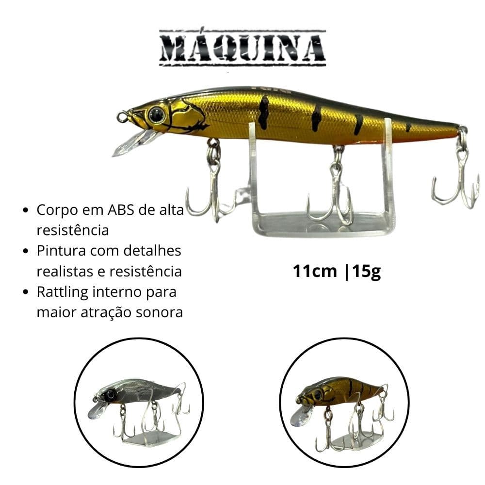 Isca artificial tucunaré – Máquina – 11cm 15g – Iscas Yara – Plug meia água