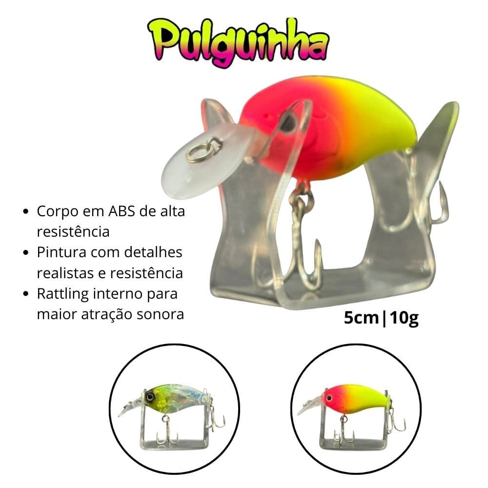 Isca artificial tucunaré – Pulguinha – 5cm 10g – Iscas Yara – Plug meia água - Cranck bait