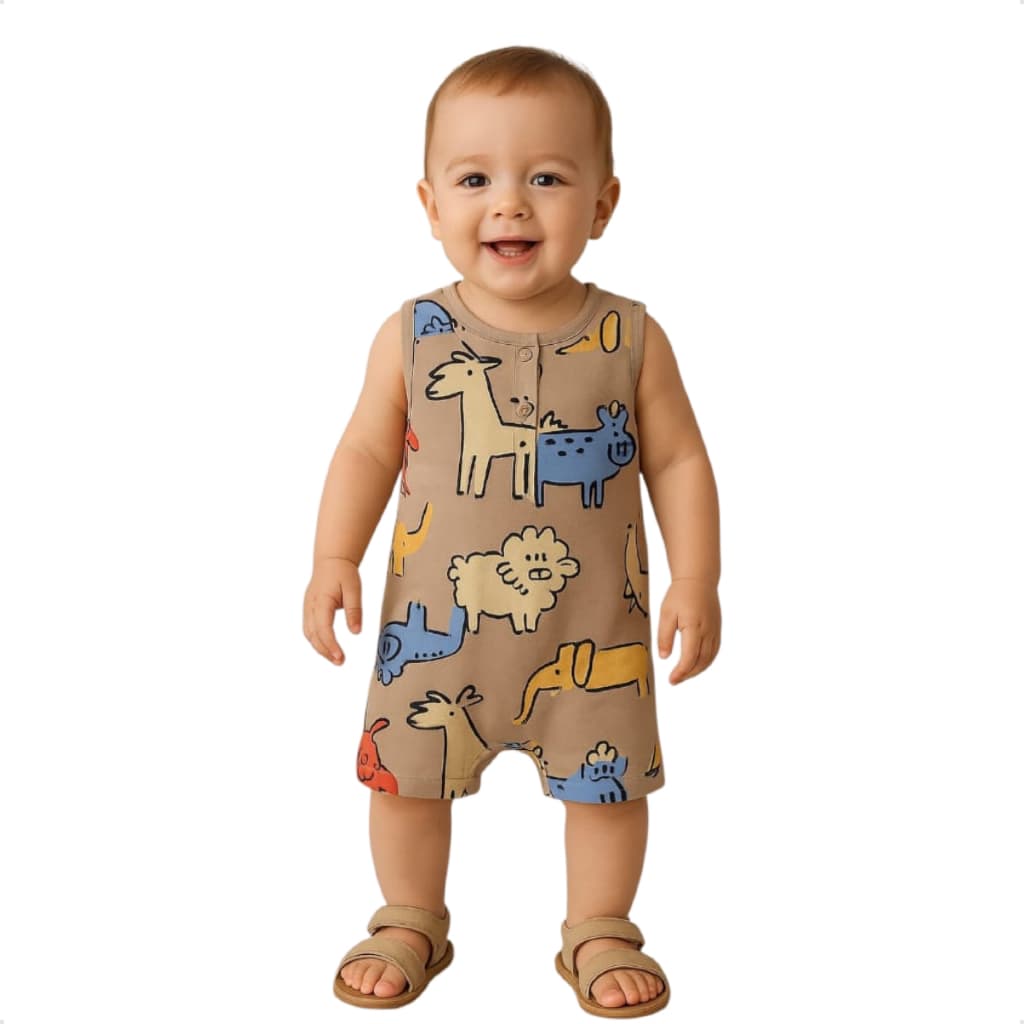 Romper Jardineira Infantil Menino Regata Verão Tamanhos de 0 a 6 anos