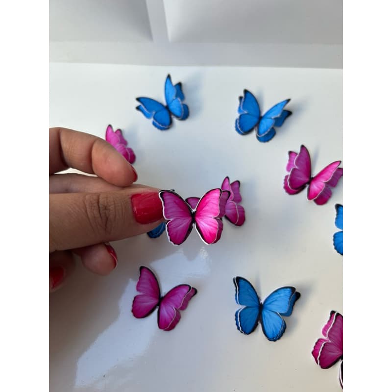 Apliques de Borboleta 3D Decorativos – Papel Fotográfico/Glitter para Festa, Lembrancinha e Artesanato