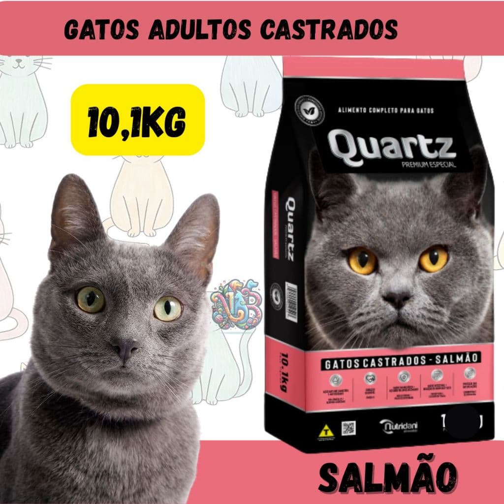 Quartz Ração Premium Especial Gatos Castrados Salmão 10,1Kg