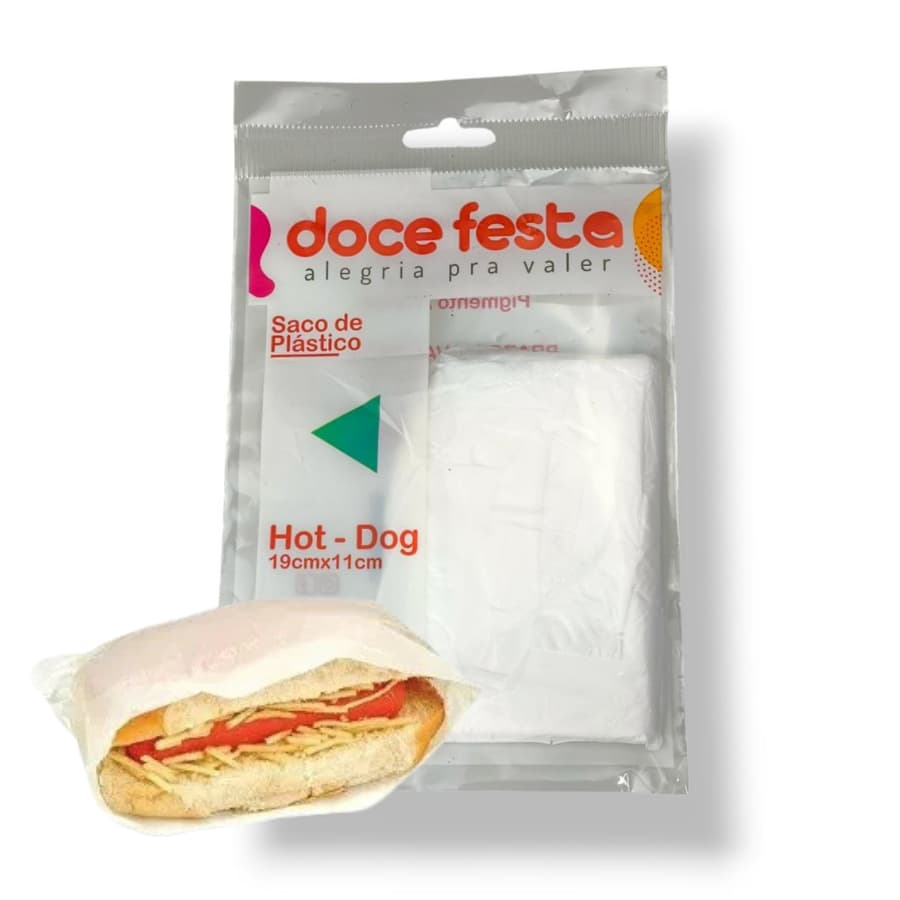 Saco Plástico Descartável Cachorro Quente Hot Dog Doguinho 100 - 400 unidades
