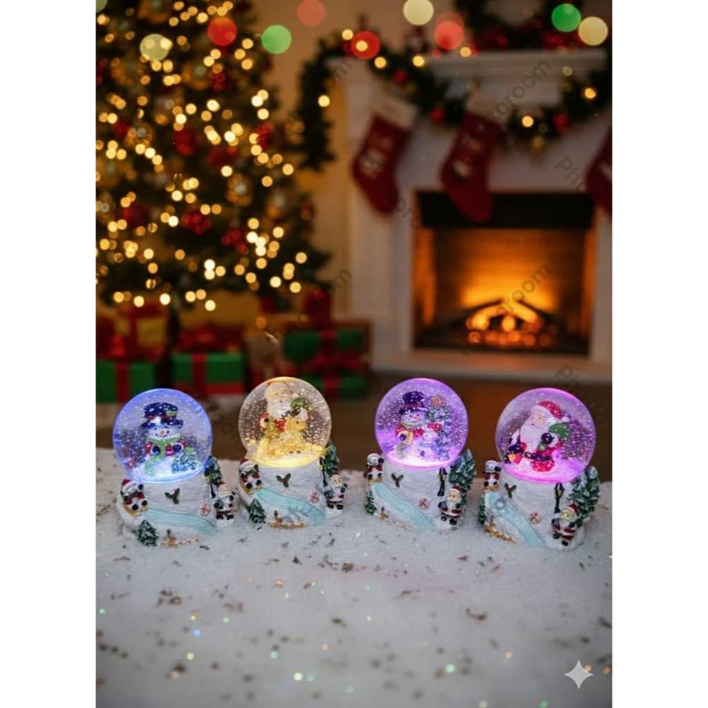 Enfeite Mesa Bola Globo Com Luz Brilha Enfeite Natalina Nevada L015