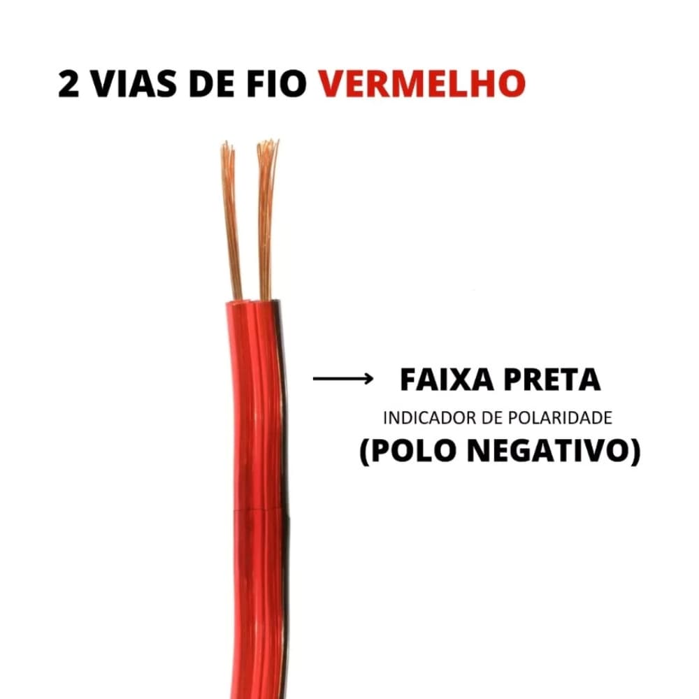 Cabo Som Automotivo Preto e Vermelho 14 AWG 2x1,5MM Cabo Para Som de Casa Home Theater
