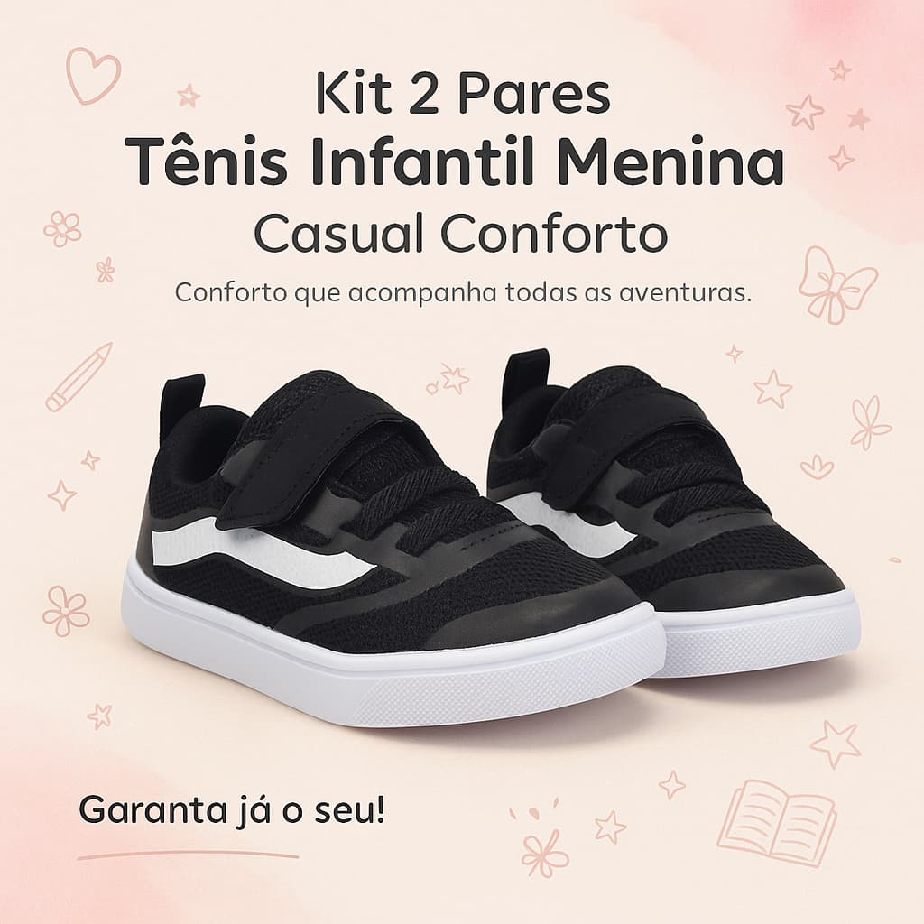 Kit 2 Tênis Infantil Menina – Casual Conforto Para Todas as Aventuras - Garanta já o Seu!
