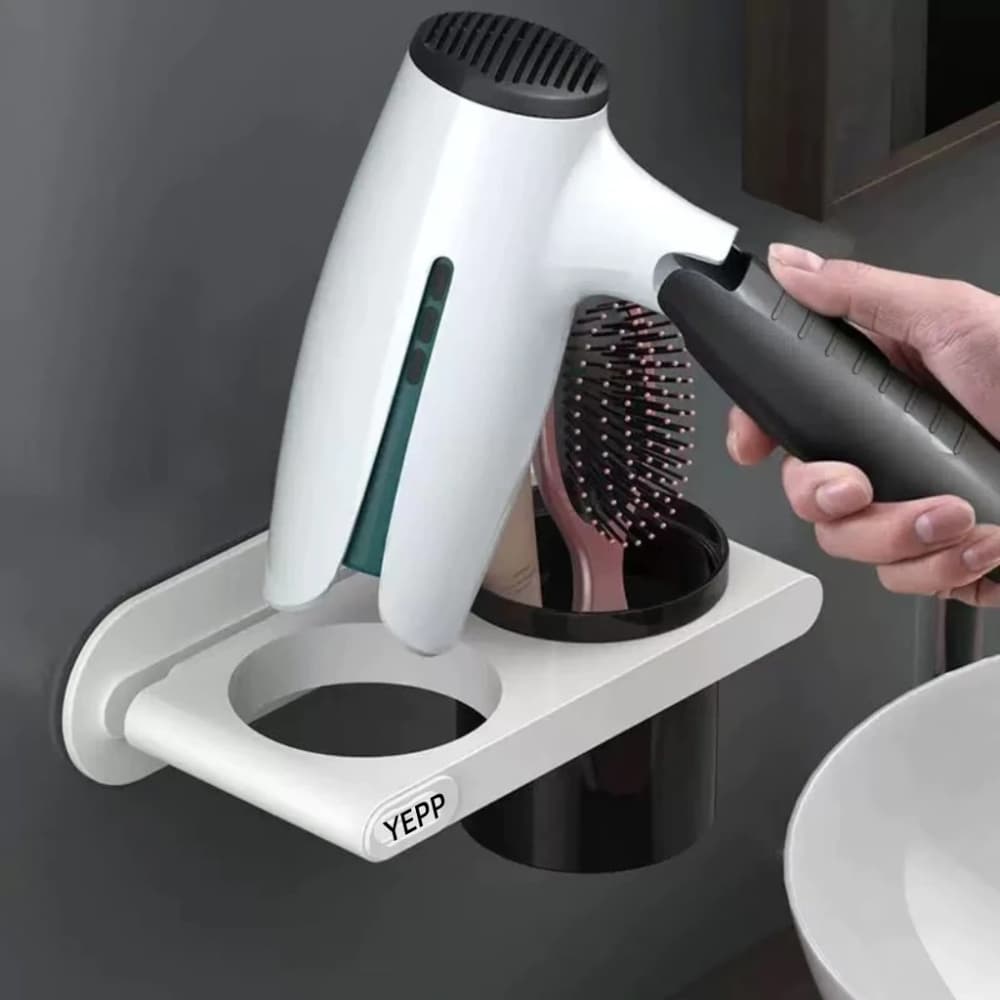 Suporte Para Secador De Cabelo e Escova  De Parede Sem Perfuração