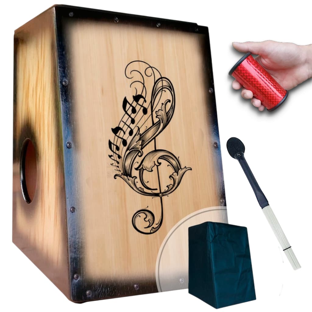 Cajón/carron Elétrico Clave Sol Vetor + Chocalho + Baqueta