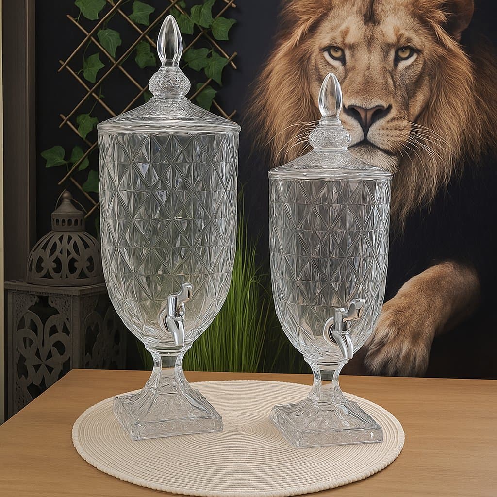 SUQUEIRA DISPENSER DE  VIDRO TRANSPARENTE LUXO DIAMOND 2L 3L 5L
